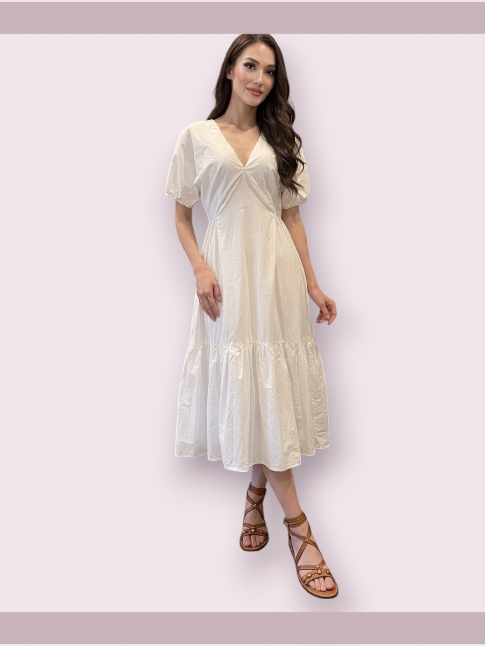 Maliparmi White Cotton Midi Dress
